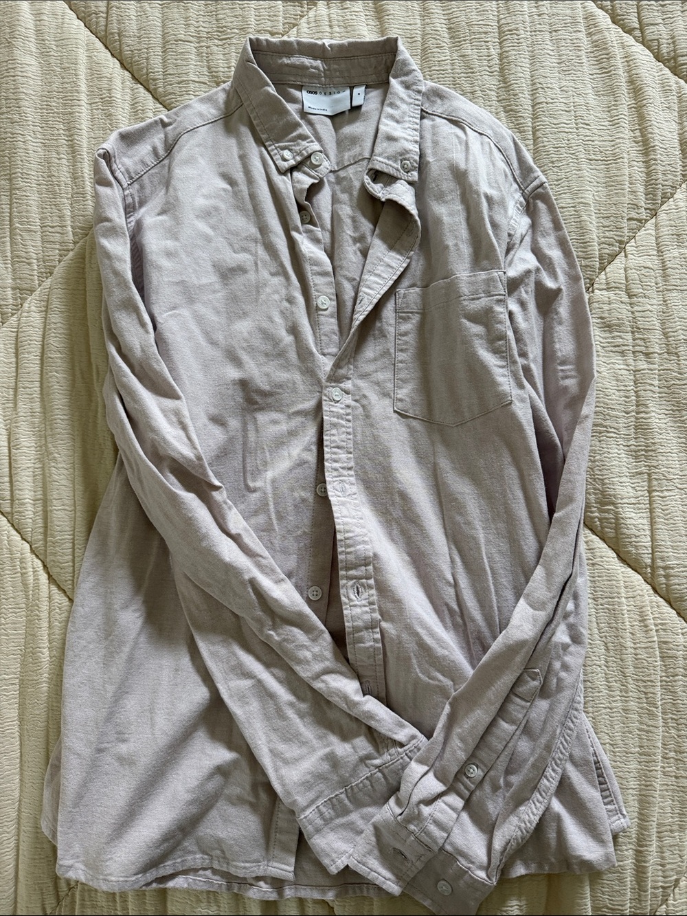 ASOS Light Beige Button-Front Shirt Jacket